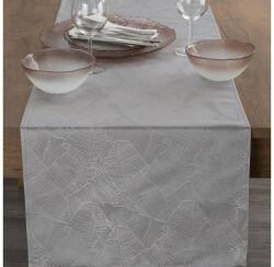 EUROFIRANY Isla banánlevél mintás jacquard asztali futó Ezüst 40x140 cm