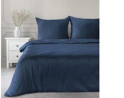 Eurofirany Vera egyszínű csíkos pamutszatén ágynemű garnitúra Gránátkék 160x200 cm - 70x80 cm 2db