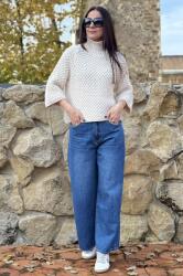  BLUGI WIDE LEG CU TALIE INALTA S Albastru