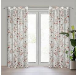 EUROFIRANY Ava dekor függöny leveles ág mintával Fehér/rózsaszín 140x250 cm