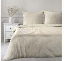Eurofirany Vera egyszínű csíkos pamutszatén ágynemű garnitúra Bézs 220x200 cm - 70x80 cm 2db