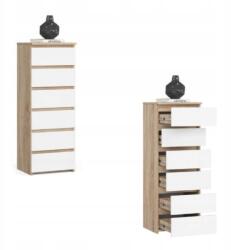 AKORD Komód szekrény 40 cm CL6 6 fiókos sonoma-fehér Akd (KOMMCL6SONWEISSPK)
