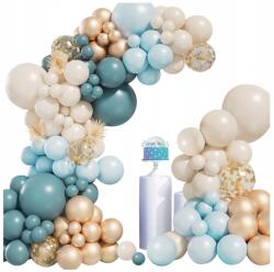  Lufi Kék Bézs Dekoráció Fiú Egy Éves Születésnap Keresztelő Esküvő (NIEBIESKA GIRLANDA BALONOWA DLA CHŁOPCÓW NA)