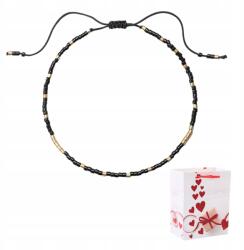  Karkötő Vékony Arany Állítható Üveggyöngy Miyuki Delica Fekete (Cienka Złota Regulowana Koralik Delica Czarna)