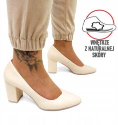  Bézs Magassarkú Cipő Alacsony, Széles Sarokkal 36-OS (KRZ210-21-SKP-G1/2)