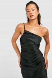 Boohoo KC22207 Boohoo Tall Aszimmetrikus Ruha Maxi Fekete Fodros (23) XXL