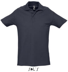 SOL'S Férfi WINTER II rövid ujjú három gombos galléros pamut piké póló, SOL'S SO11362, Navy-S (so11362nv-s)