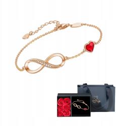  Női Karkötő Arany Kristályok Piros Szív Infinity Ajándék (Bransoletka Złota Serduszka Kryształ Infinity)