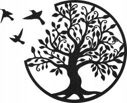  Fali dekoráció fából, Életfa madarakkal, 150 cm, Fekete (HDF0504 150 cm Černá)