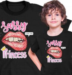  Gyerek Póló Princesa Divatos Száj Fekete 140 (AP57.86.140)