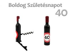 CQ Kft Hűtőmágnes dugóhúzó borosüveg Boldog 40. Születésnapot 11, 5cm (3823095)