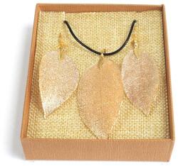 AWM Nyakék és fülbevaló szett - Arany levél (POT-02)