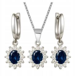 Mennica Świdnicka Ezüst 925 női ékszerszett zafír kristályokkal és cirkóniákkal