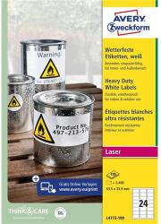 AVERY időjárásálló fehér poliészter címke 63, 5x33, 9mm - L4773-100