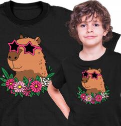  Gyerek Póló Kapibara Csillag Virágok Fekete 116 (AP57.58.116)