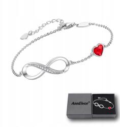 Ann Eivor Női Karkötő Ezüst Infinity Kristályok Piros Szív Ajándék (Bransoletka Srebrna Kryształki Serduszka)