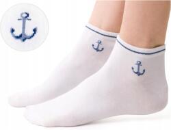 Steven Női rövid zokni fehér horgonyokkal Art. 117 (Bawełniane skarpetki damskie Steven 35/37)