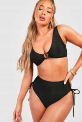 Boohoo HC63314 Boohoo Fekete bikini szett ráncolással és O-gyűrűvel (18) S