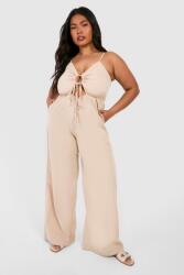 Boohoo bézs overál, pántos, kötős, Size 50