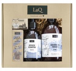 LaQ Szett Ajándék Kozmetikumok Férfiaknak Kecske Gél 8in1 Sampon 300ml Olaj (5902730837671)