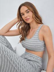 Shein CC43312 Shein Szürke Csíkos Crop Top Vállpántokkal (36) M