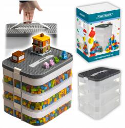 Kruzzel Minifigura Tároló Doboz Kockák Játékok Szervező Fogantyúval 3 szintes 22l (KRUZZEL PUDEŁKO SKRZYNKA Z RĄCZKĄ 3 poz. 22l)