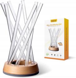 8 Darabos Üveg Szívószál Készlet, Többször Használható, Aieve (B0BQXJ971C)
