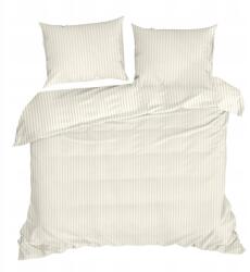 Eurofirany Ágyneműhuzat jacquard damaszt szövet 220x200 krémszínű, csíkos (462965)