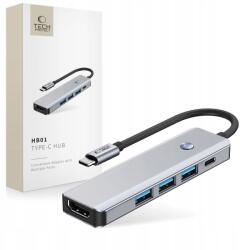 Tech-Protect HB01 Hub Adapter 5IN1 Type-c, USB3.0, Hdmi 4K 60HZ, PD100W (USB-A / TYPE-C / HDMI 4K / 100W)