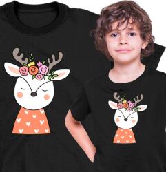  Gyerek Póló Szarvas Kedves Gyerek Virágok Fekete 152 (AP57.52.152)