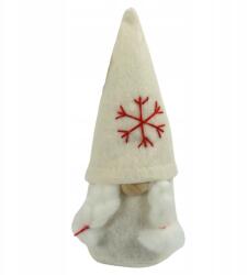 Luk Dekorációs manó ajándék karácsonyra 16 cm manó copfokkal fehér (DP220-136AB/FEMALE)