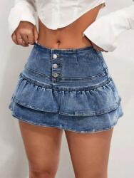 Shein ZC62206 Shein Farmer Fodros Szoknya-rövidnadrág (22) 32