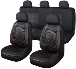  FIAT BODLO I-II 11 részes Műbőr+Szövet anyag univerzális üléshuzat szett - 2HELYEN osztható Légzsákos - fekete-piros (AL-80172BODLO_I-II)