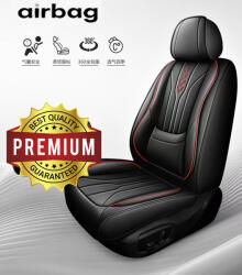  Ford Connect 11 részes Prémium minőségű Műbőr üléshuzat szett - Légzsákos - Osztható - Fekete/Piros színben (AL-02218Connect)