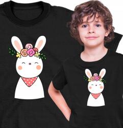  Gyerek Póló Nyuszi Kedves Virágok 2 Fekete 140 (AP56.96.140)