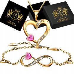 Mennica Świdnicka Arany szett Szív alakú nyaklánc és karkötő Infinity szimbólummal