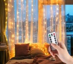  Led Függöny Fényfüzér Usb Drótos Lámpák Jegcsapok Távirányító Usb Meleg Fehér 2X3M (fwefgfd565)