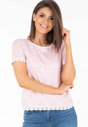 Tom Tailor Csíkos Pamut Női Póló Rózsaszín-fehér XL Jsp