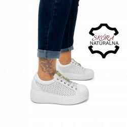  Fehér Bőr Nagyon Puha Könnyű Cipő Sneaker Vastag Talppal 38-AS (IGI7657222-01-SK-G1/2)