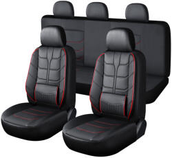  VOLKSWAGEN POLO-1-2-3 11 részes Műbőr + Deréktámasz univerzális üléshuzat szett - 2HELYEN osztható Légzsákos - fekete-piros (AL-01761POLO-1-2-3)