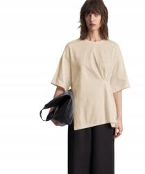 Shein Bézs Fodros Pamut Női Póló, Size 40/42, 100% pamut