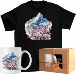  Póló szett Bögre hegyek természet Sakura cseresznye virág táj Ajándék