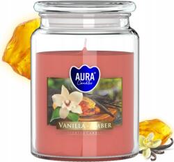 AURA Bispol illatgyertya vanília és borostyán illattal, üvegben, 100 óra (Świeca Zapachowa Zapach Wanilii I Bursztynu)