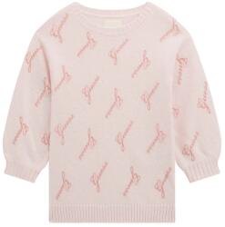 Guess Плетена рокля за мини момиче в бледо розов цвят с надписи Guess