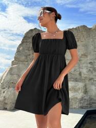 Shein CC41210 Shein Fekete Fodros Ruha Miniruha (36) M