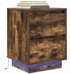 vidaXL Éjjeliszekrény Led világítással, füstölt tölgy, 38x34x50 cm (861291)