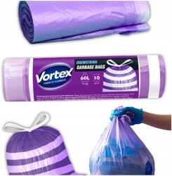 Vortex Szemetes Zsák 60L Hdpe 60X65 Vortex Lila Fehér Összehúzó Szalaggal 10DB (WORKI NA ŚMIECI 60L HDPE 60X65 VORTEX FIOLET)