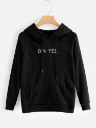 Shein KC92202 Shein Kanguruzsebes Pulóver Kapucnival, Mintás (19) L