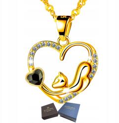 Mennica Świdnicka Arany Nyaklánc Ezüst 925 Szív Macska Strassz Ékszerek Divatos Ajándék