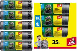 Jan Niezbędny Szemeteszsákok Jan Niezbędny Flex&Strong dombornyomással, 53x60cm, 35L, 5x15 db (WORKI NA ŚMIECI JAN NIEZBĘDNY 53x60 35L - 75x)